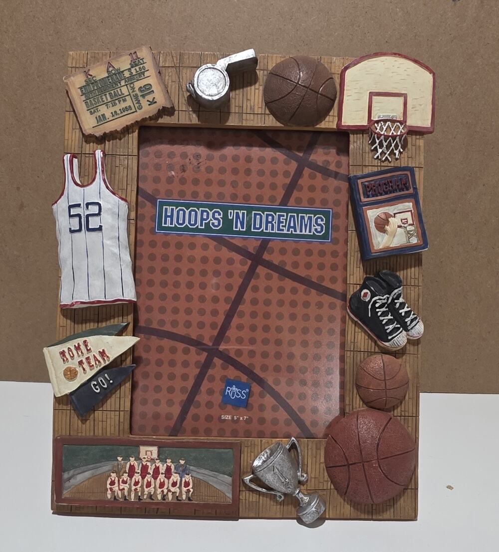 Russ Berrie 3D Resin Basketball Handpainted Frame For 5x7 Photo